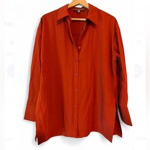 Grey Collective Burnt Orange Button-Down Shirt with side slits (never worn)